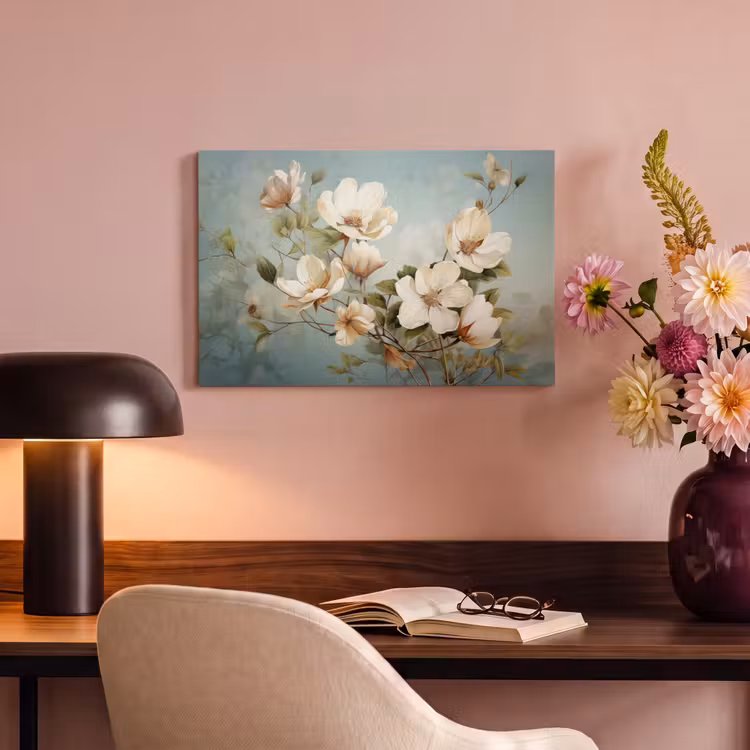 Canvas schilderij - Vintage - Bloemen - Wit - Takken Natuur — 6