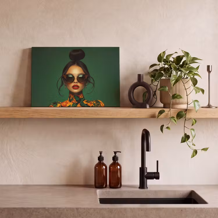 Canvas schilderij - Vrouw - Groen - Modern - Bril - Abstract — 4