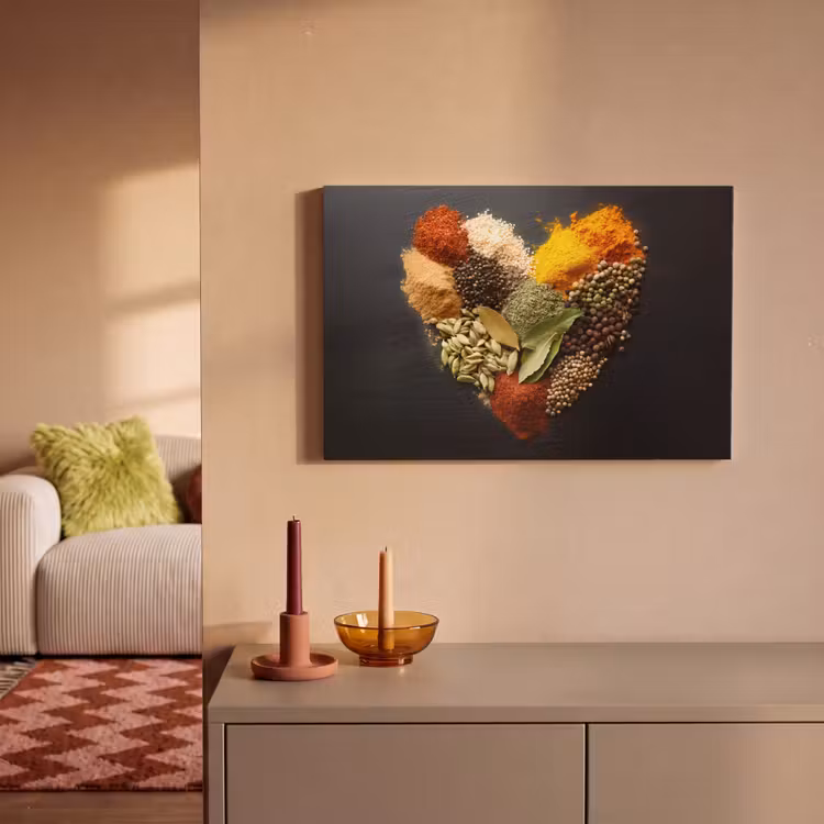 Canvas schilderij - Specerijen - Mix - Hartvorm - Zwart — 2