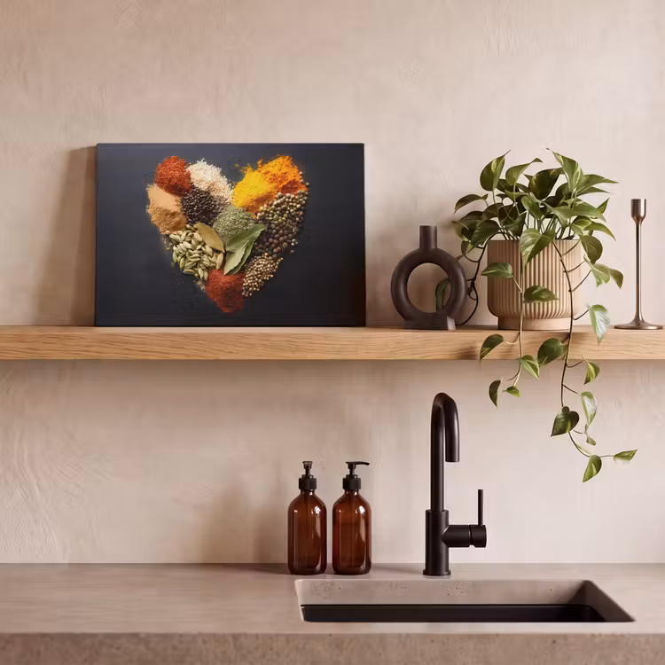 Canvas schilderij - Specerijen - Mix - Hartvorm - Zwart — 4