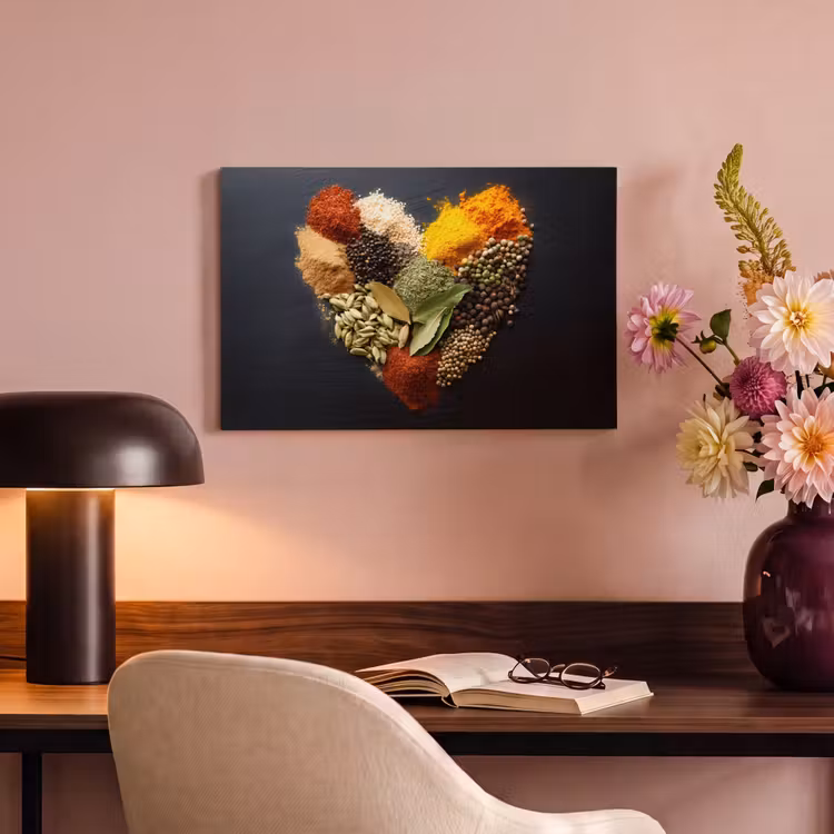 Canvas schilderij - Specerijen - Mix - Hartvorm - Zwart — 6