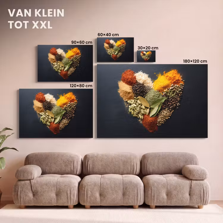 Canvas schilderij - Specerijen - Mix - Hartvorm - Zwart — 8