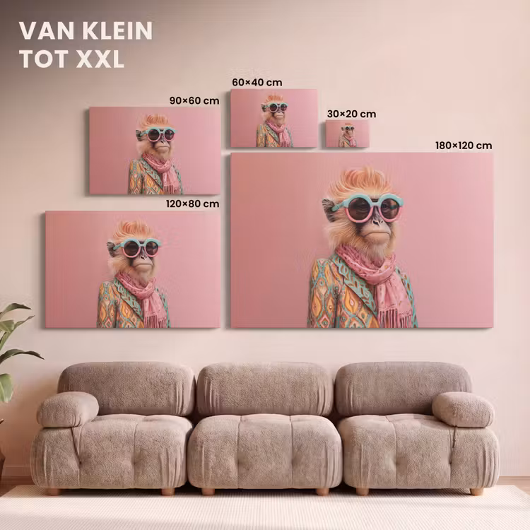 Canvas schilderij - Sjaal - Aap - Zonnebril - Jasje — 8