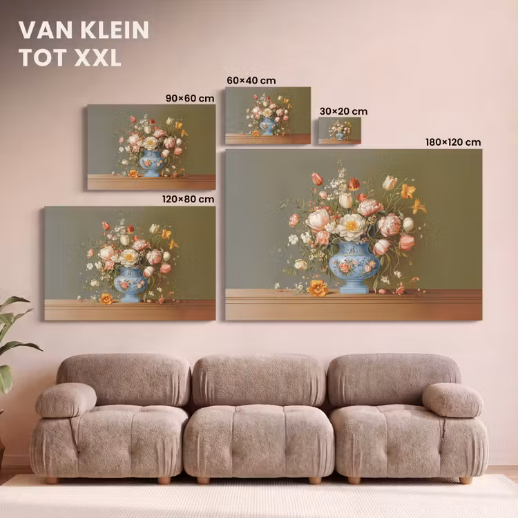 Canvas schilderij - Neutral - Bloemen - Boeket - Vaas — 8