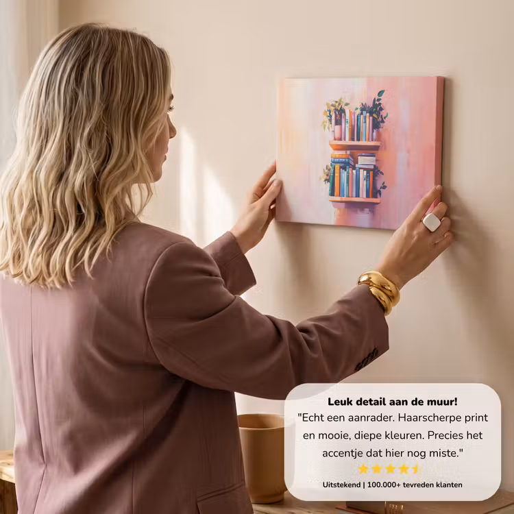 Canvas schilderij - Planken - Boeken - Bladeren — 3