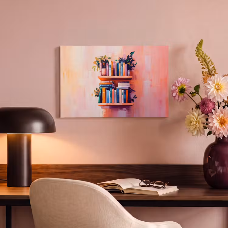 Canvas schilderij - Planken - Boeken - Bladeren — 6