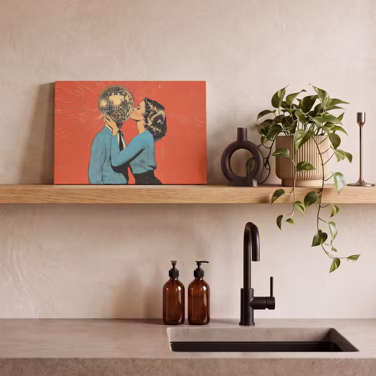 Canvas schilderij - Vrouw - Retro - Discobal - Kus — 4