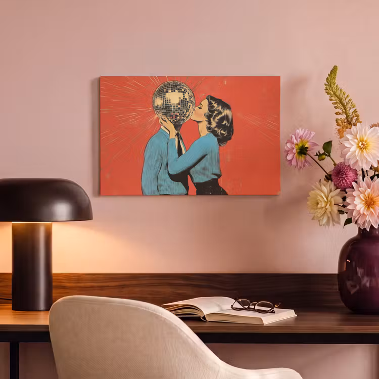 Canvas schilderij - Vrouw - Retro - Discobal - Kus — 6