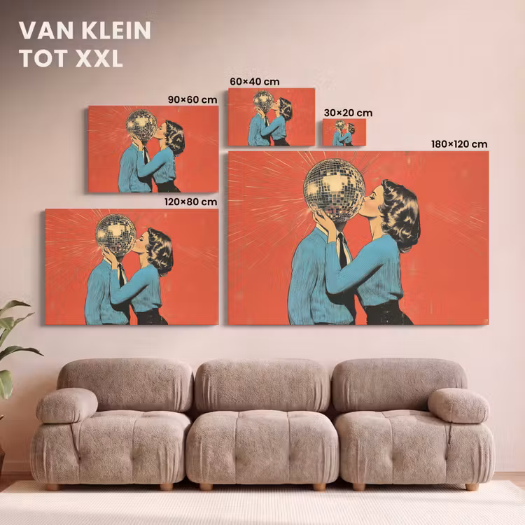 Canvas schilderij - Vrouw - Retro - Discobal - Kus — 8