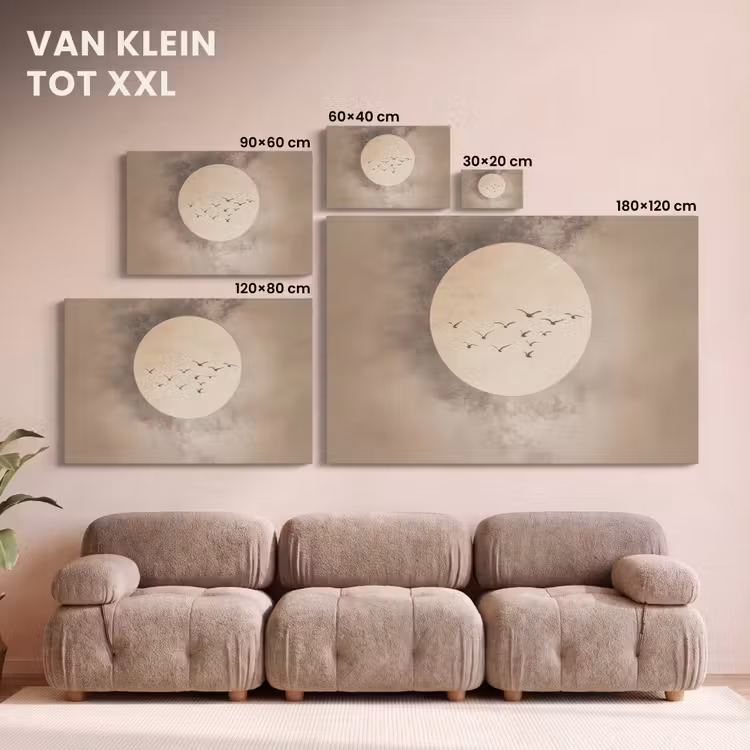 Canvas schilderij - Vogel - Beige - Japandi — 8