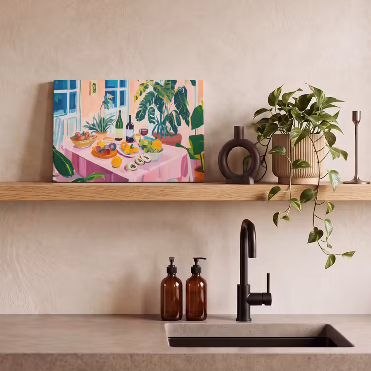 Canvas schilderij - Tafel - Wijn - Fruit — 4