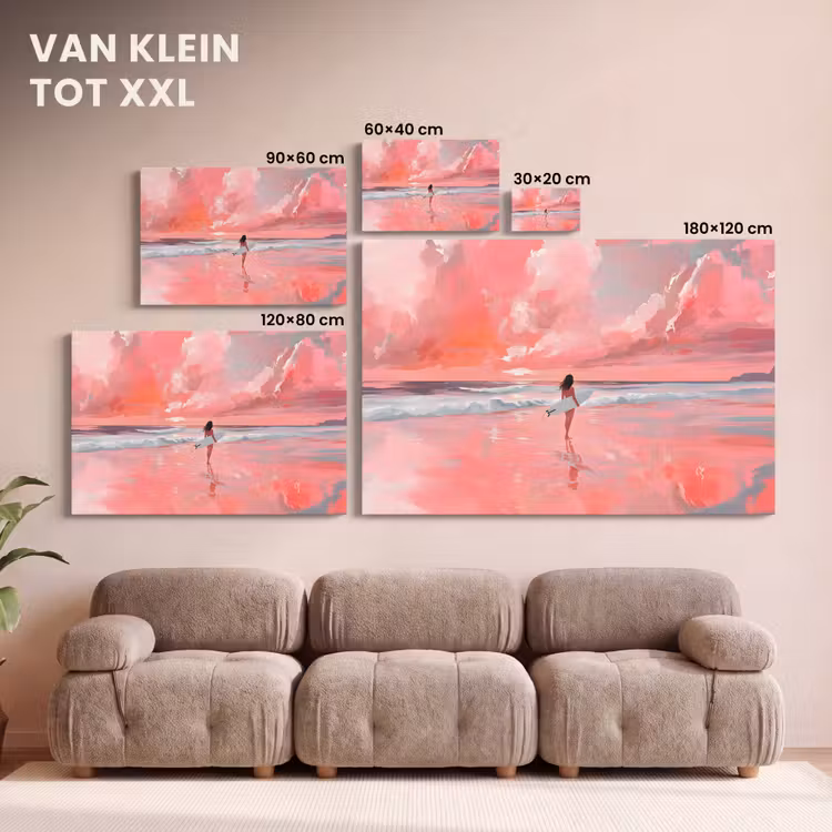 Canvas schilderij - Roze - Surfen - Zee — 8