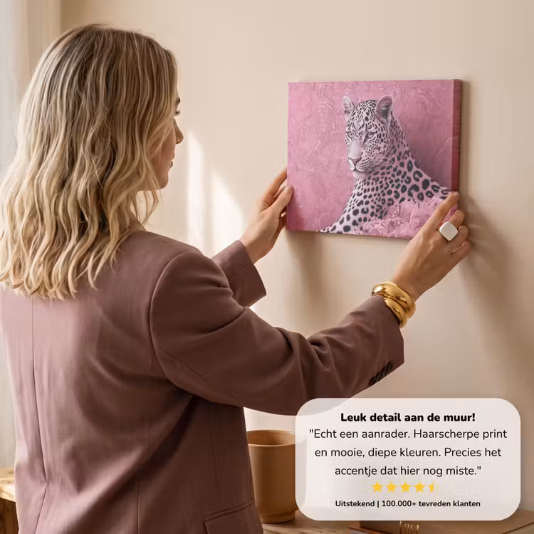 Canvas schilderij - Panter - Luxe - Roze — 3