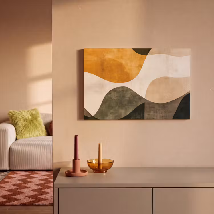 Canvas schilderij - Vormen - Okergeel - Abstract — 2