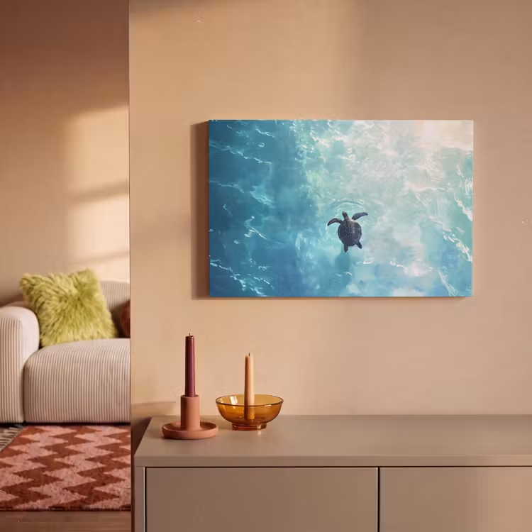Canvas schilderij - Schildpad - Zee - Blauw - Schittering — 2