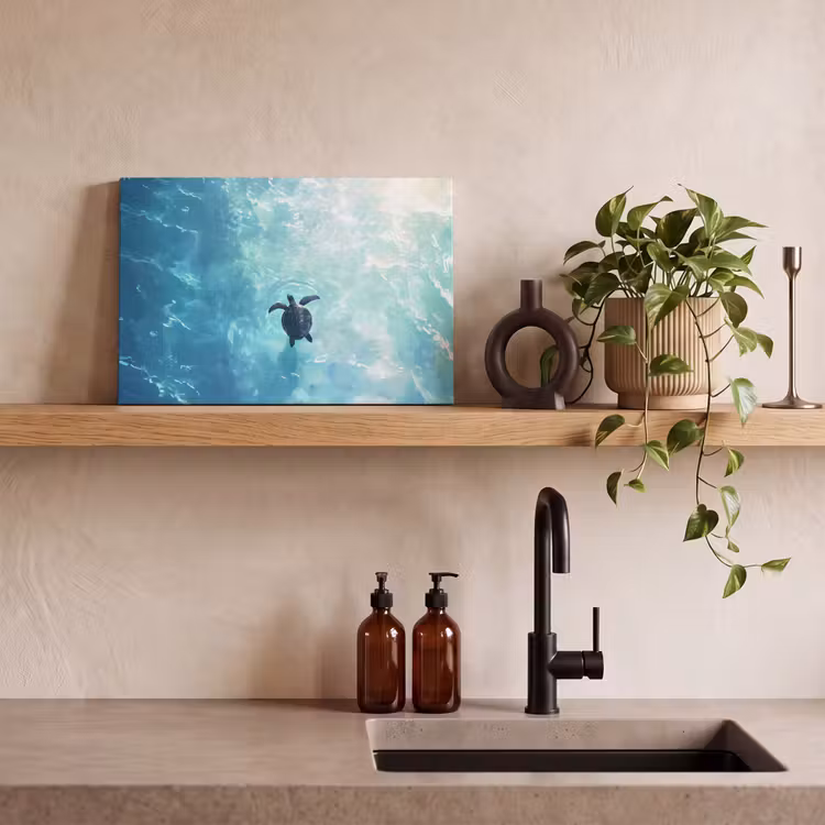 Canvas schilderij - Schildpad - Zee - Blauw - Schittering — 4