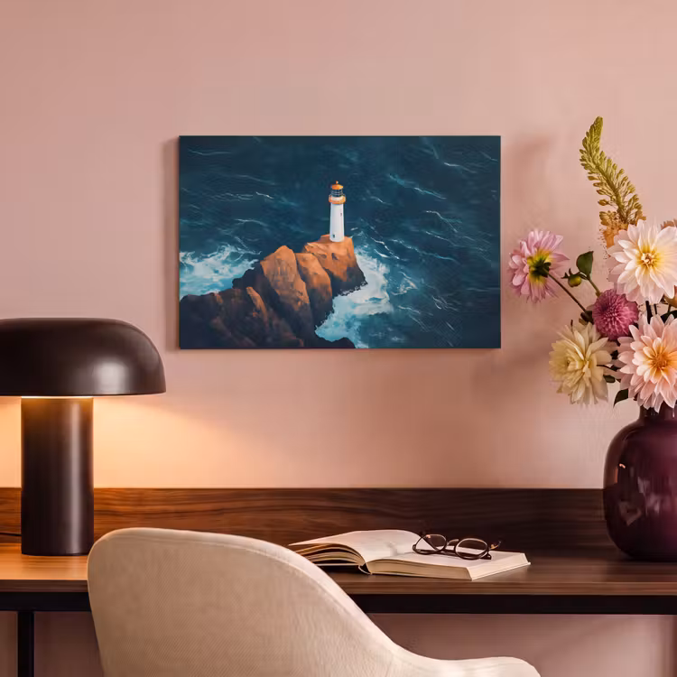 Canvas schilderij - Vuurtoren - Rots - Zee - Golven — 6