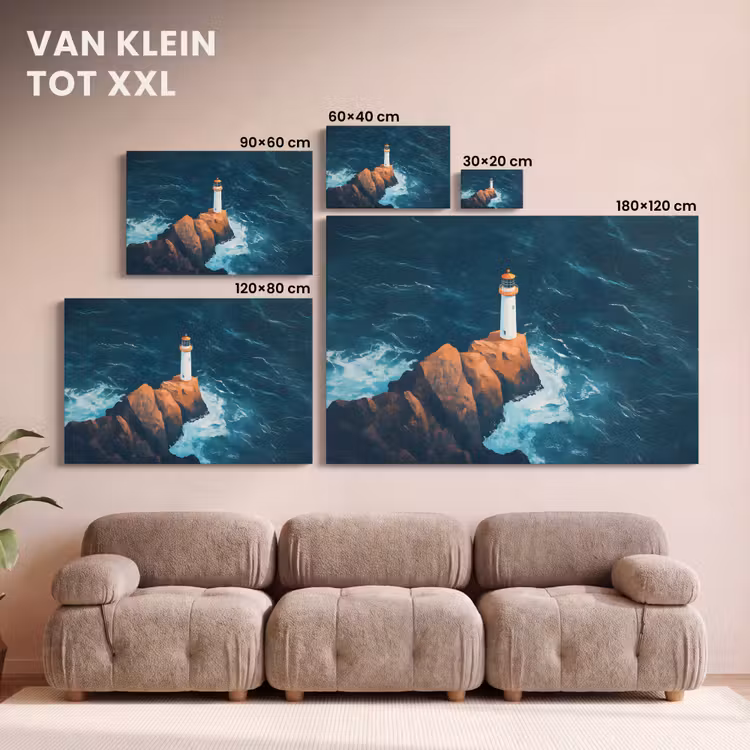 Canvas schilderij - Vuurtoren - Rots - Zee - Golven — 8
