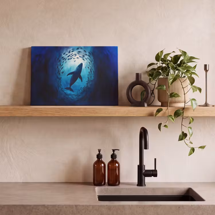 Canvas schilderij - Walvis - Vissen - Donkerblauw — 4