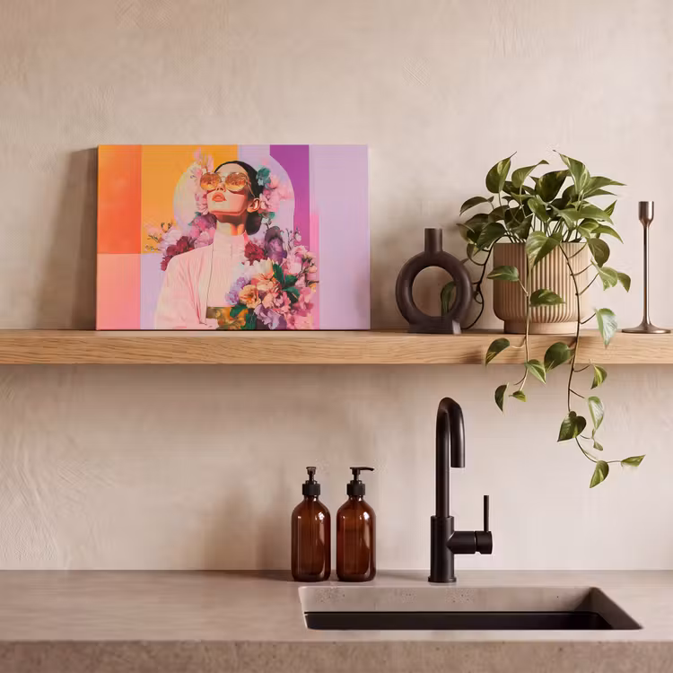 Canvas schilderij - Portret - Vrouw - Abstract - Bloemen — 4