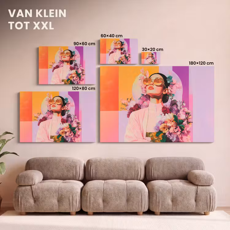 Canvas schilderij - Portret - Vrouw - Abstract - Bloemen — 8