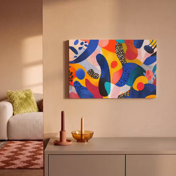 Canvas schilderij - Abstracte Organische Vormen met Stippen — 2