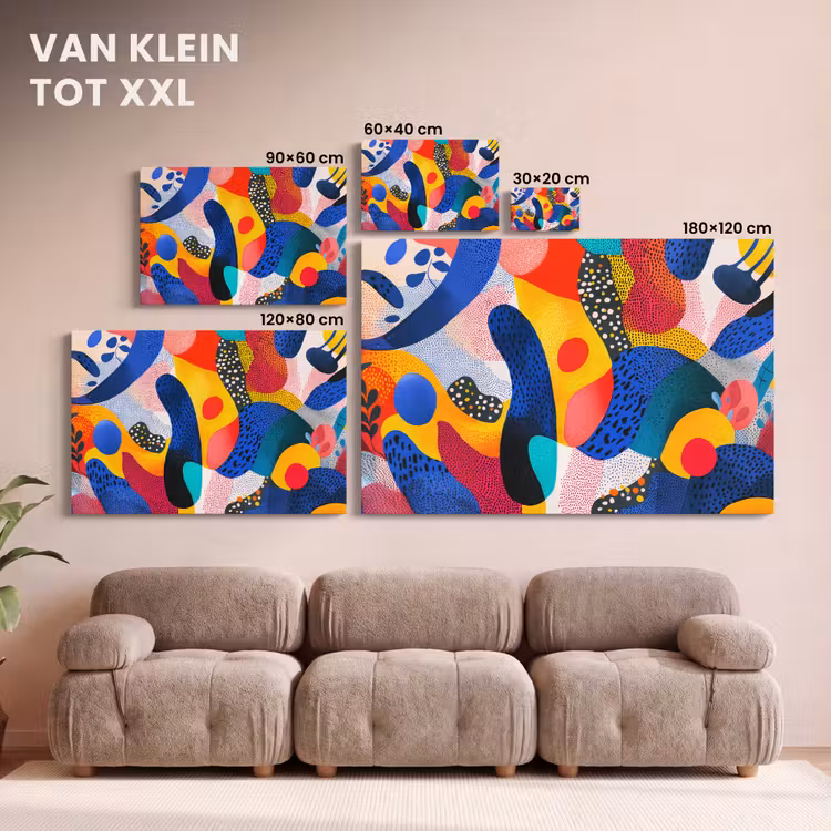 Canvas schilderij - Abstracte Organische Vormen met Stippen — 8