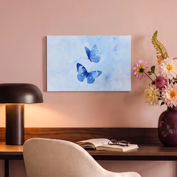 Canvas schilderij - Vlinders - Sierlijk - Blauw — 6