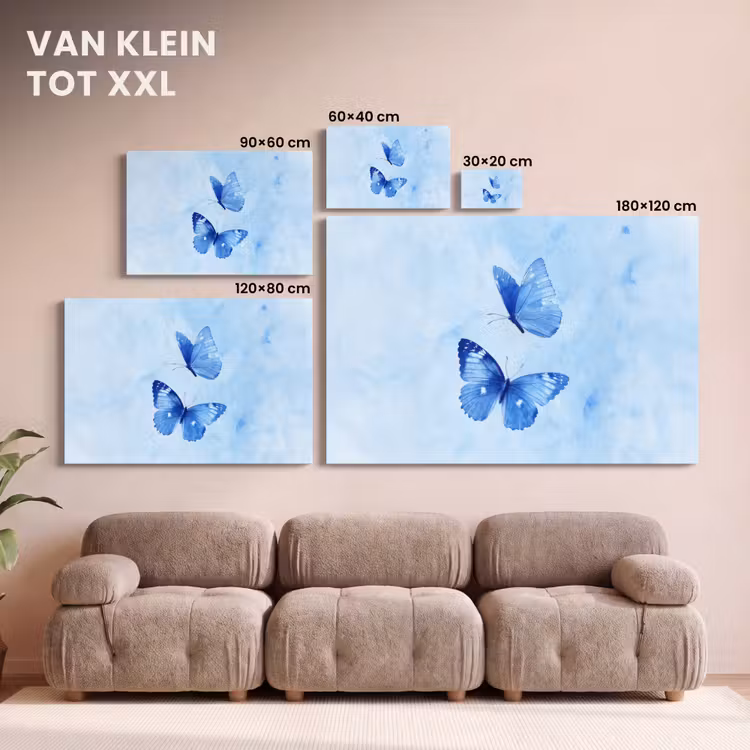 Canvas schilderij - Vlinders - Sierlijk - Blauw — 8