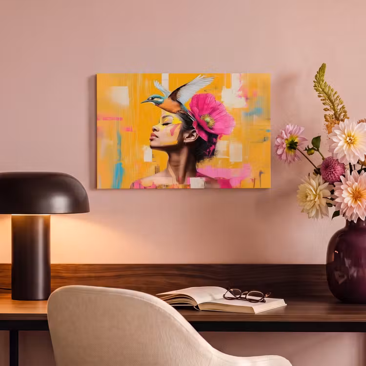 Canvas schilderij - Vogel - Vrouw - Abstract - Bloem — 6