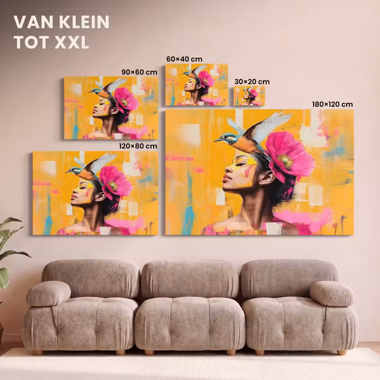 Canvas schilderij - Vogel - Vrouw - Abstract - Bloem — 8