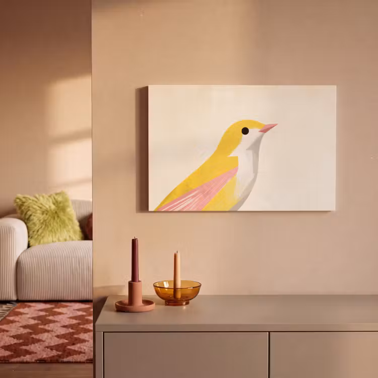 Canvas schilderij - Vogel - Minimalistisch - Geel — 2
