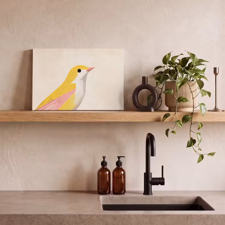 Canvas schilderij - Vogel - Minimalistisch - Geel — 4