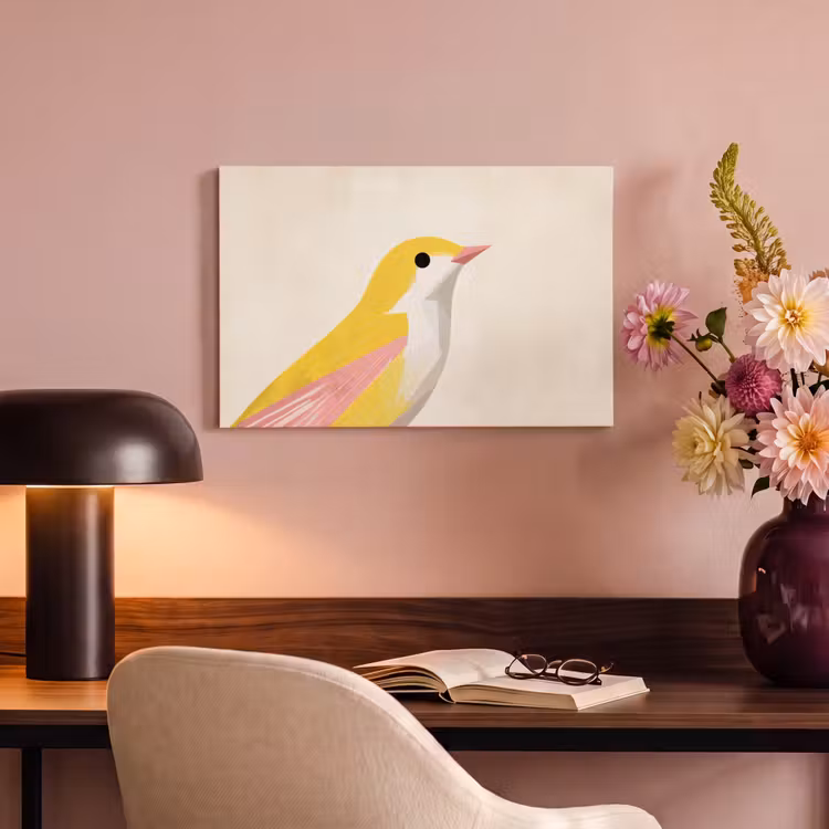 Canvas schilderij - Vogel - Minimalistisch - Geel — 6