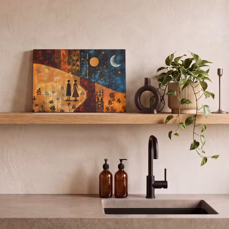 Canvas schilderij - Silhouetten - Abstract - Zon - Maan — 4