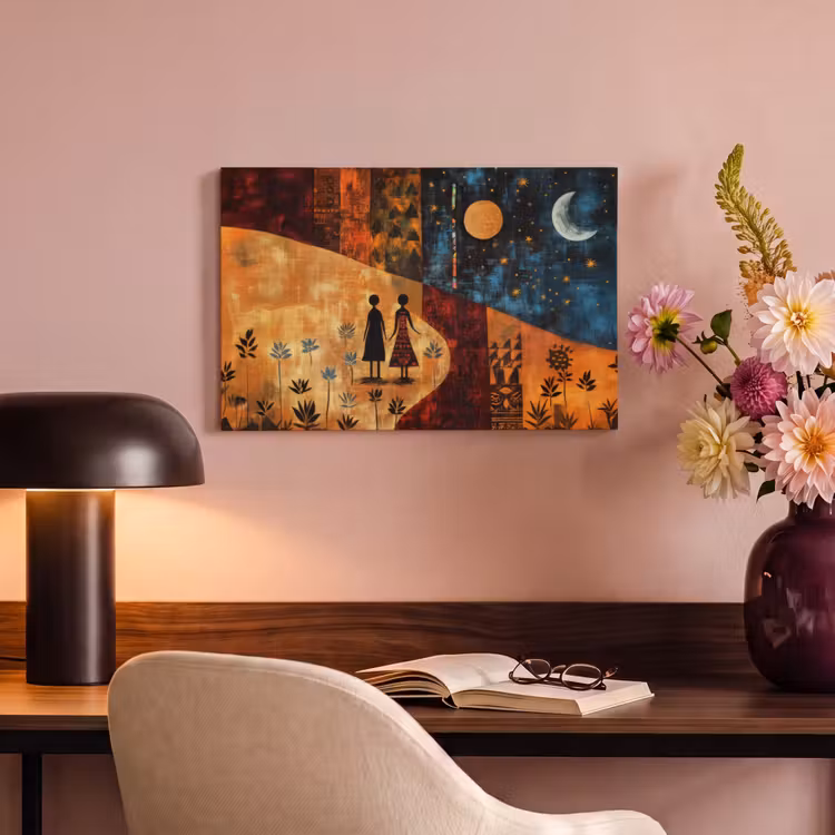 Canvas schilderij - Silhouetten - Abstract - Zon - Maan — 6