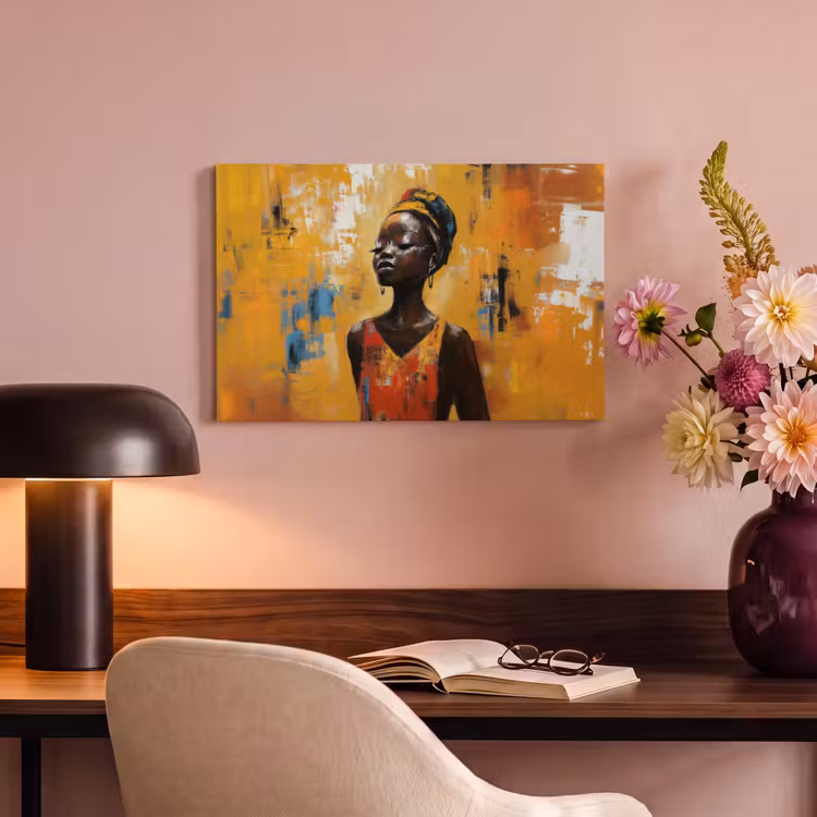 Canvas schilderij - Vrouw - Ogen - Penseelstreken - Geel — 6