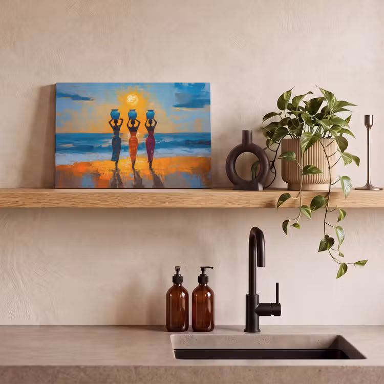 Canvas schilderij - Vrouwen - Strand - Zondsondergang — 4