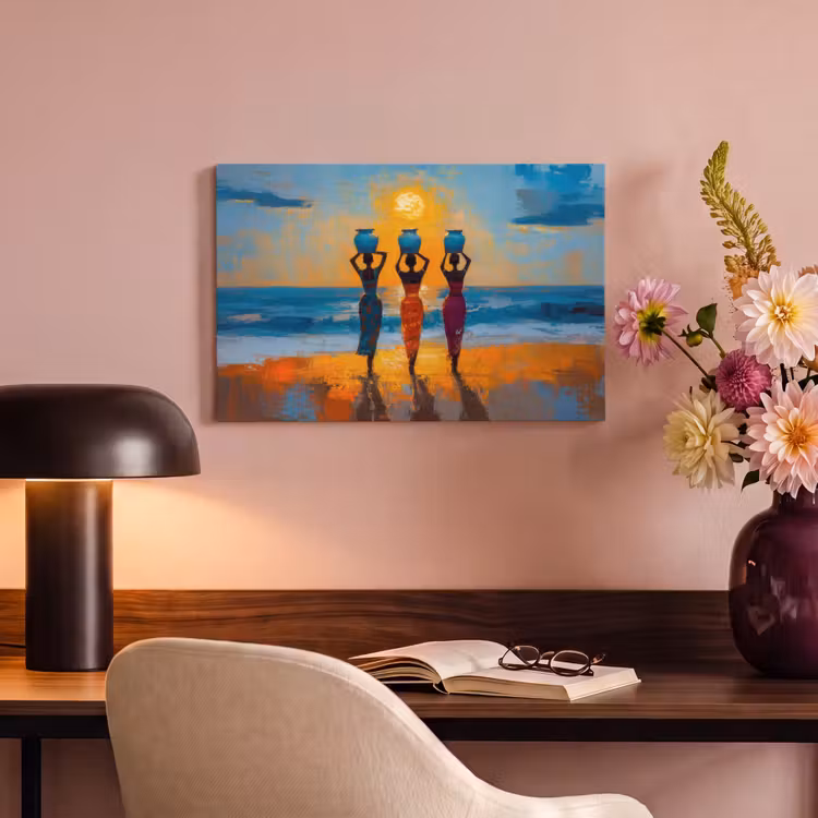 Canvas schilderij - Vrouwen - Strand - Zondsondergang — 6