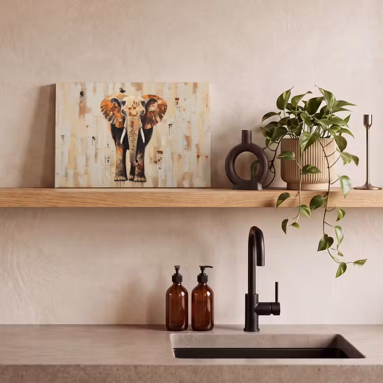 Canvas schilderij - Olifant - Slurf - Mozaïek - Abstract — 4