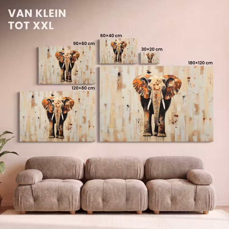 Canvas schilderij - Olifant - Slurf - Mozaïek - Abstract — 8