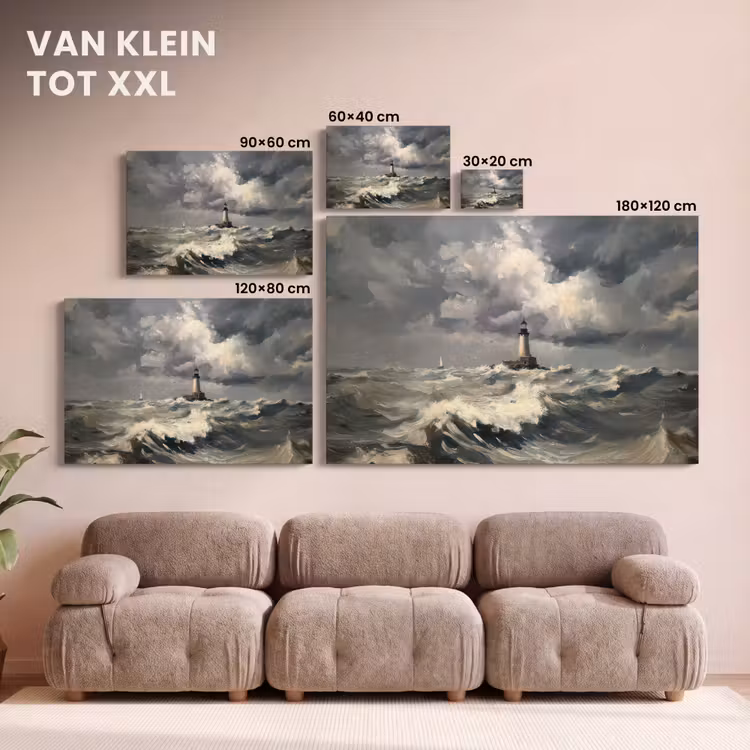Canvas schilderij - Vuurtoren - Golven - Storm — 8