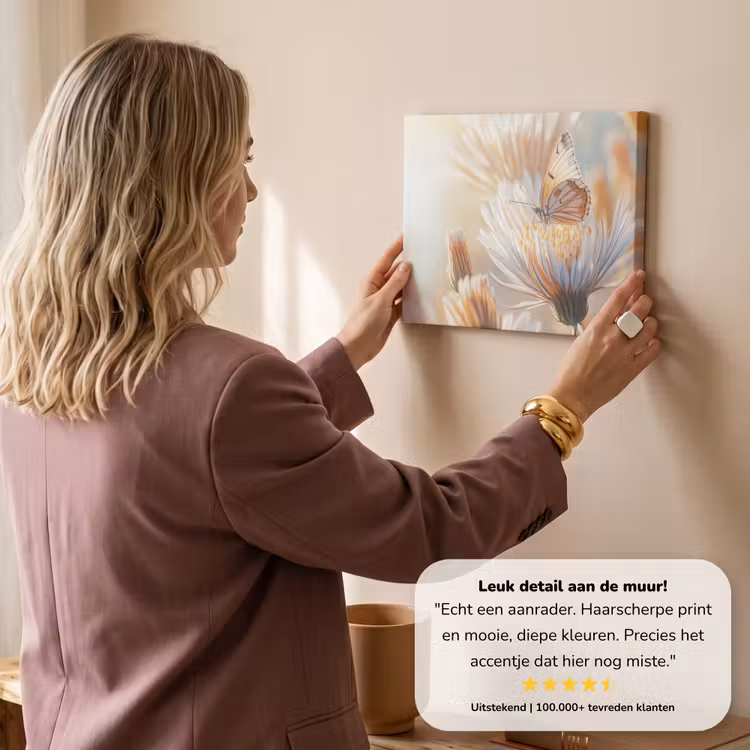 Canvas schilderij - Vlinder - Bloem - Oranje — 3