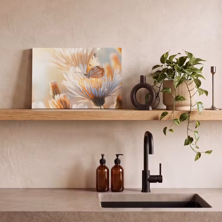 Canvas schilderij - Vlinder - Bloem - Oranje — 4