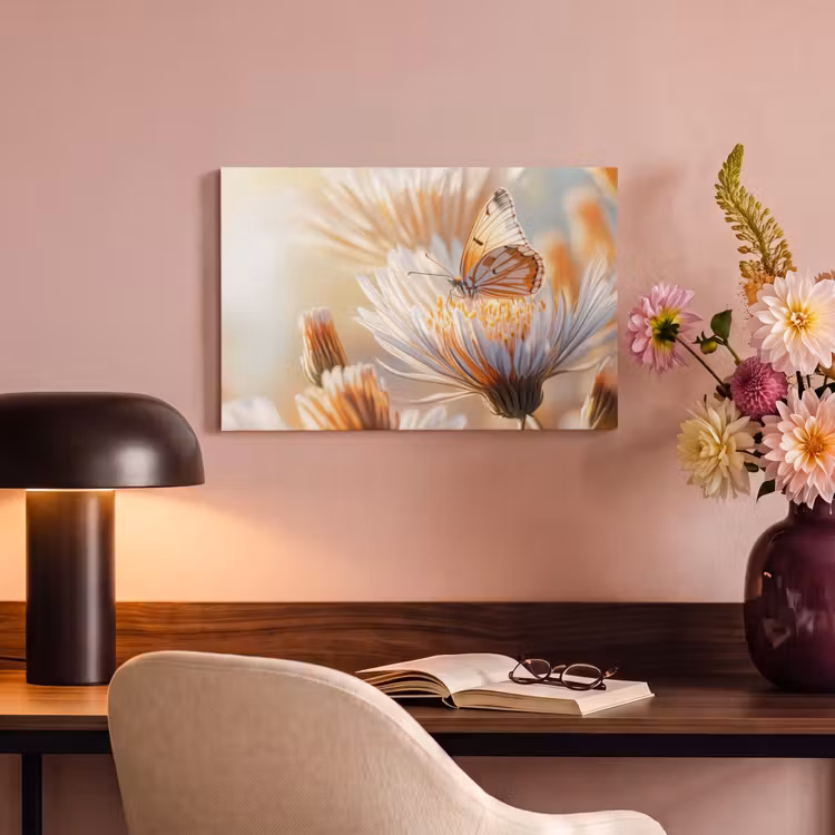 Canvas schilderij - Vlinder - Bloem - Oranje — 6