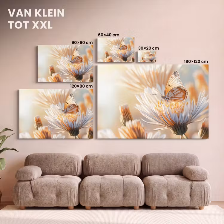 Canvas schilderij - Vlinder - Bloem - Oranje — 8