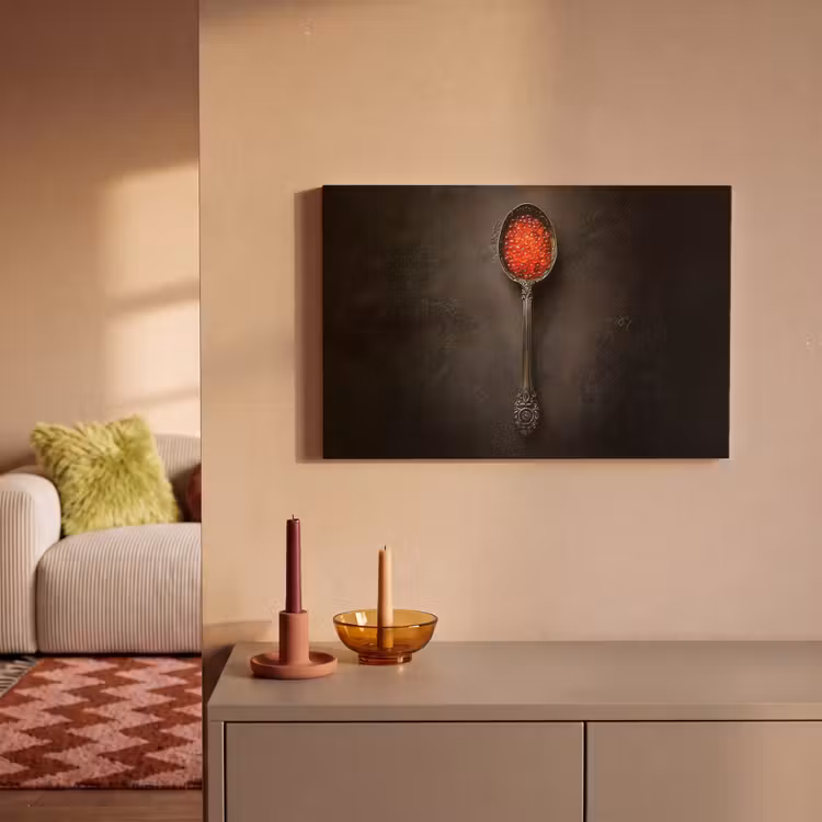 Canvas schilderij - Zwart - Lepel - Caviar — 2