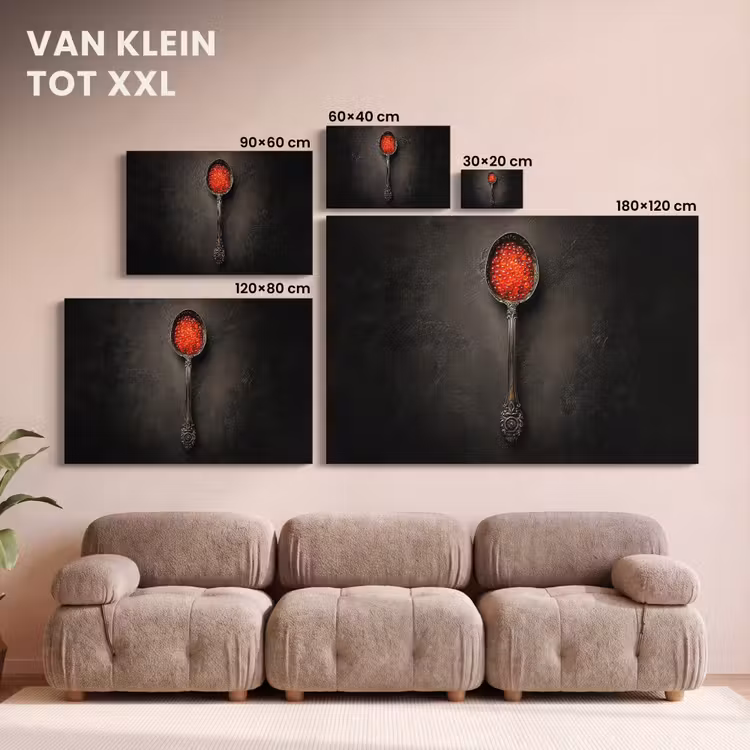 Canvas schilderij - Zwart - Lepel - Caviar — 8