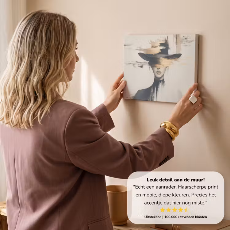 Canvas schilderij - Vrouw - Hoed - Verf — 3