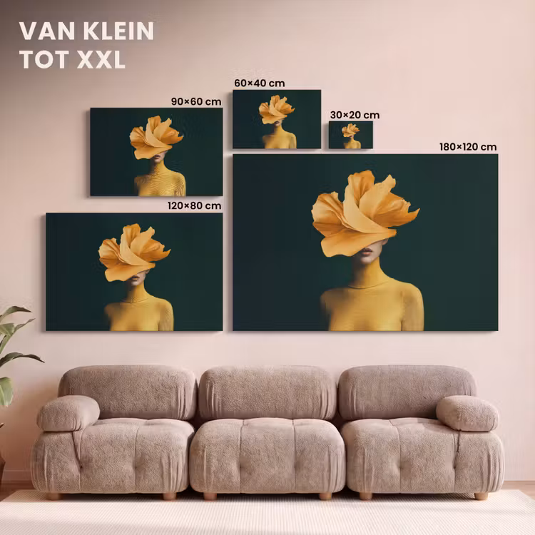Canvas schilderij - Vrouw met Oranje Bloem — 8